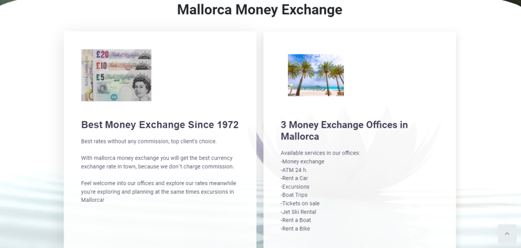 photo of the SEO campaign of Mallorca Exchange with Seo Aim One